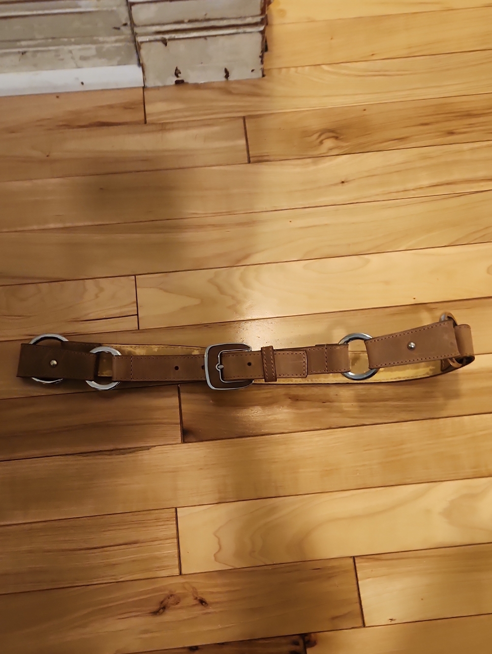 Via SPIGA Tan ITALIAN Leather Belt with Silver Rings